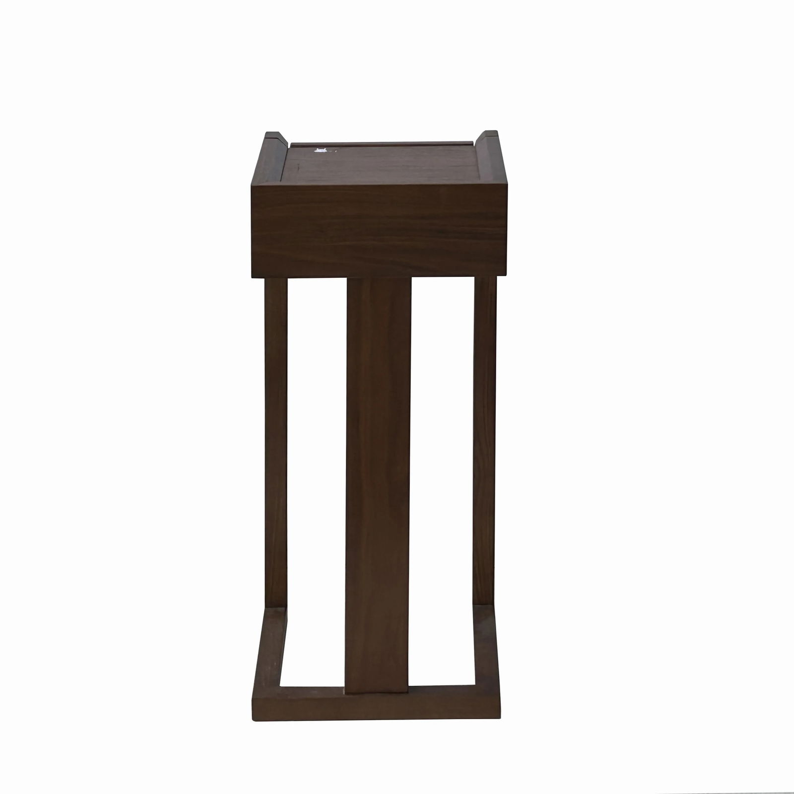 32" Chinese Oriental Minimalistic Square Brown Plant Stand Pedestal Table - 4