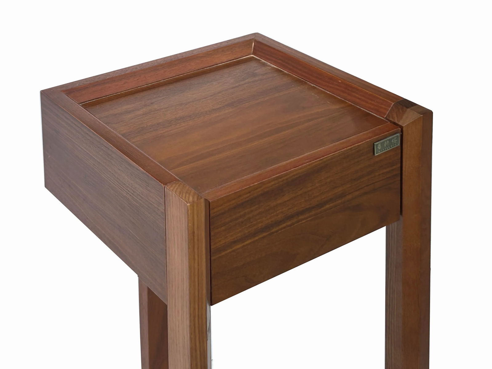 32" Chinese Oriental Minimalistic Square Brown Plant Stand Pedestal Table - 6