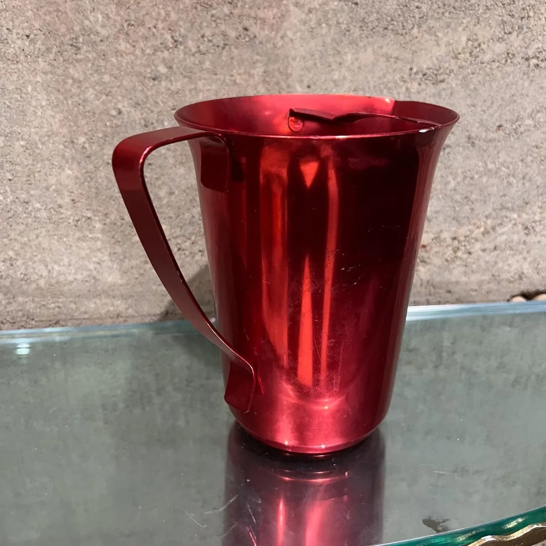 1970s Modernist Red Aluminum Pitcher - 4