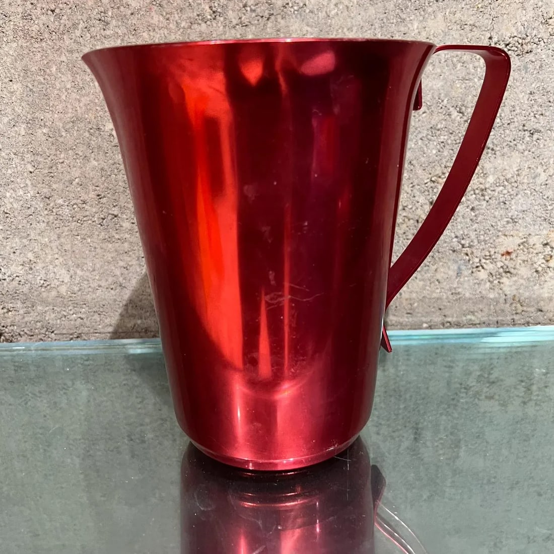 1970s Modernist Red Aluminum Pitcher - 6