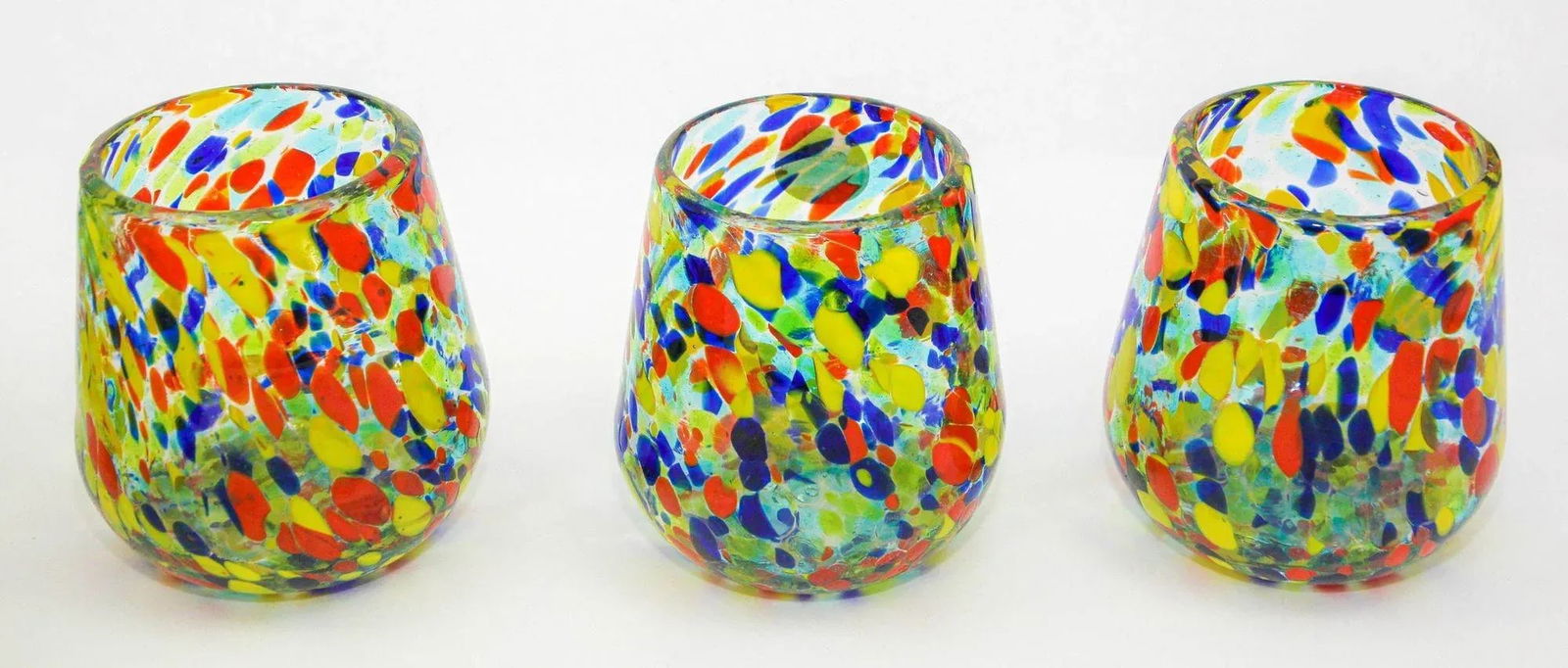 Hand Blown Multicolor Murano Style Art Glass Jug Pitcher and Glasses - 6