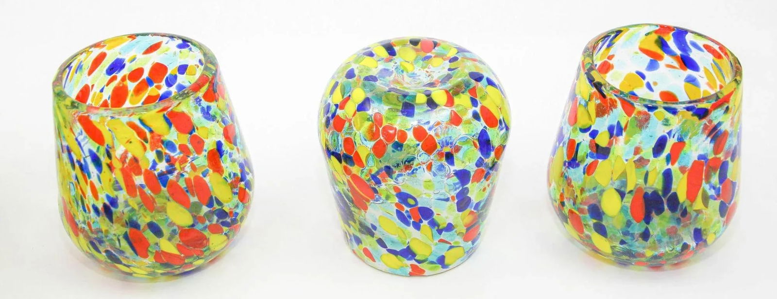 Hand Blown Multicolor Murano Style Art Glass Jug Pitcher and Glasses - 7