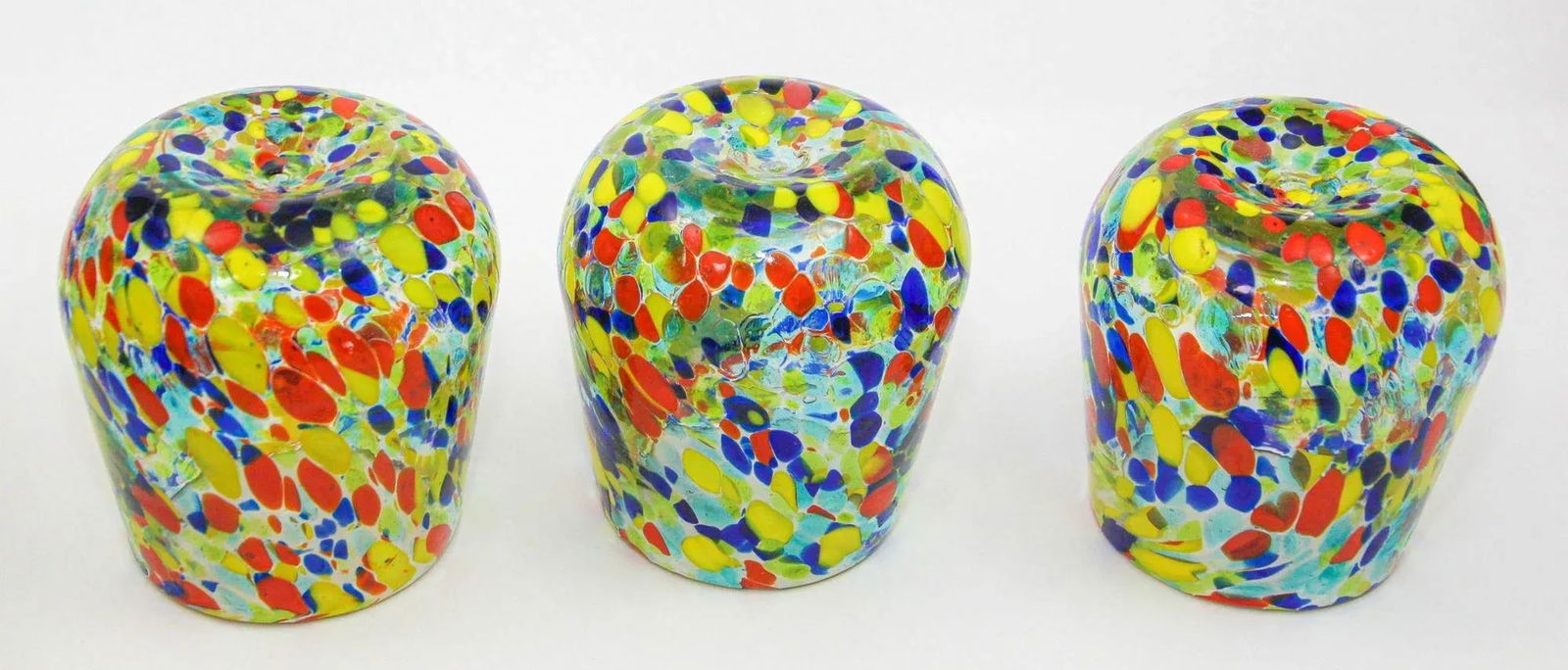 Hand Blown Multicolor Murano Style Art Glass Jug Pitcher and Glasses - 9