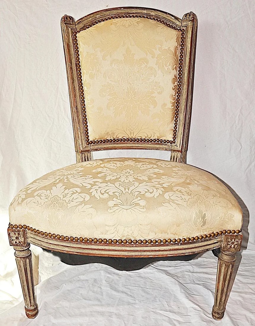 Antique French Painted Louis XVI Style Vanity Chair - 2