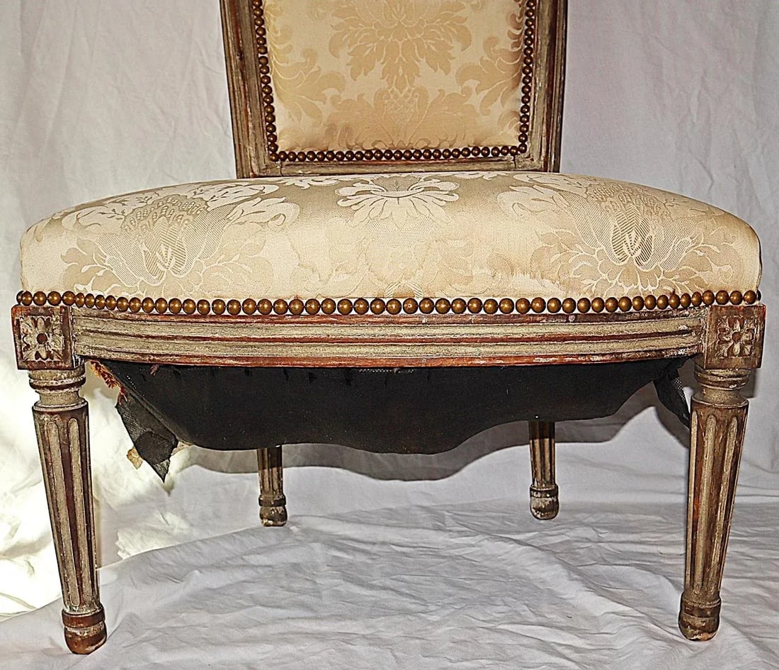 Antique French Painted Louis XVI Style Vanity Chair - 5