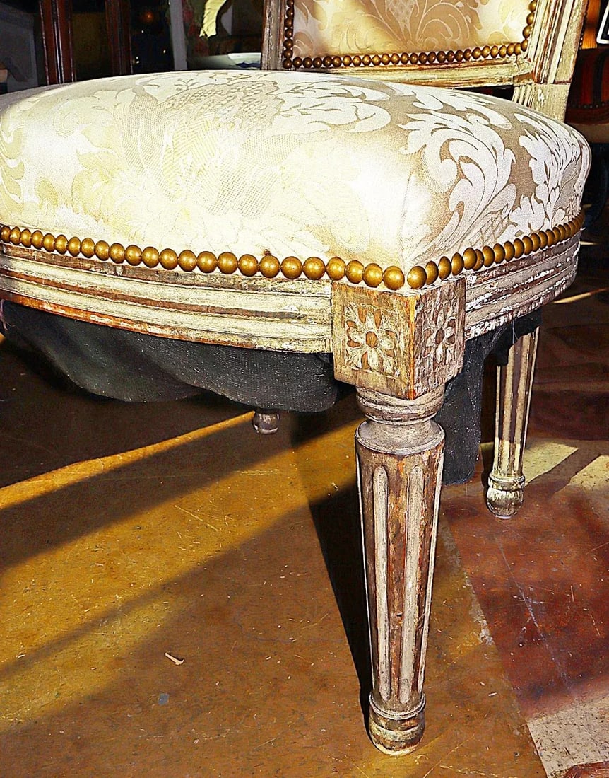 Antique French Painted Louis XVI Style Vanity Chair - 6