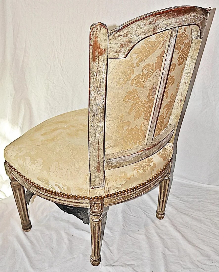 Antique French Painted Louis XVI Style Vanity Chair - 7