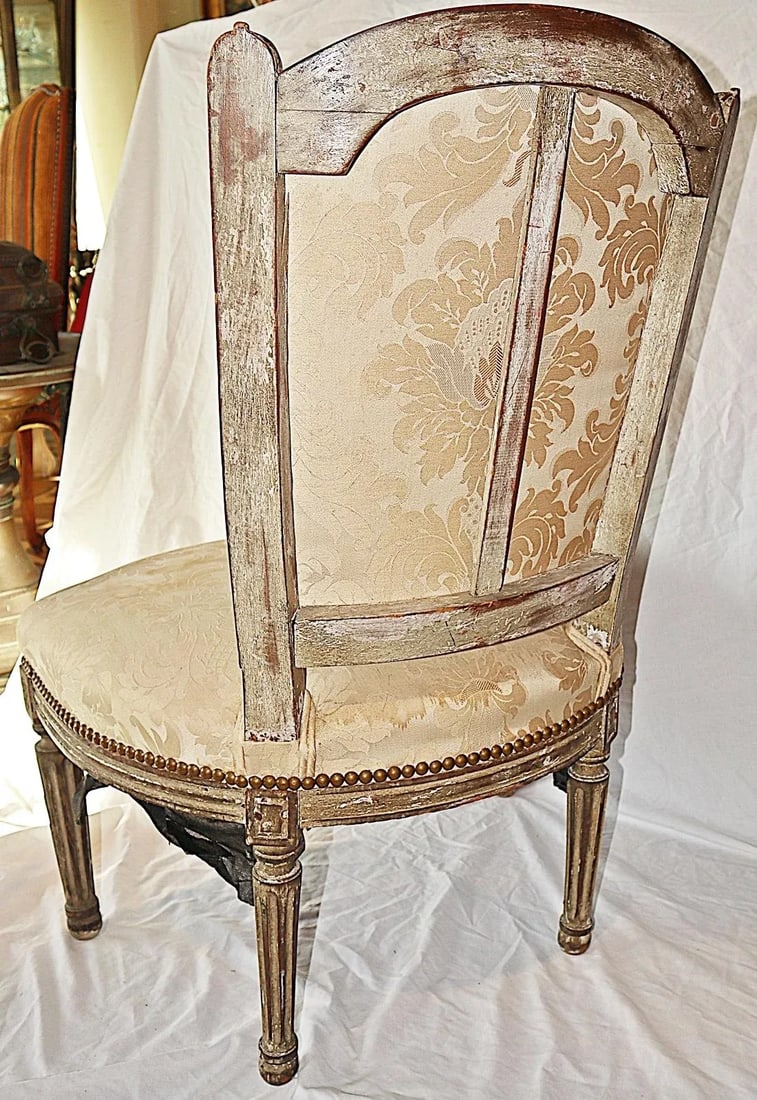 Antique French Painted Louis XVI Style Vanity Chair - 8