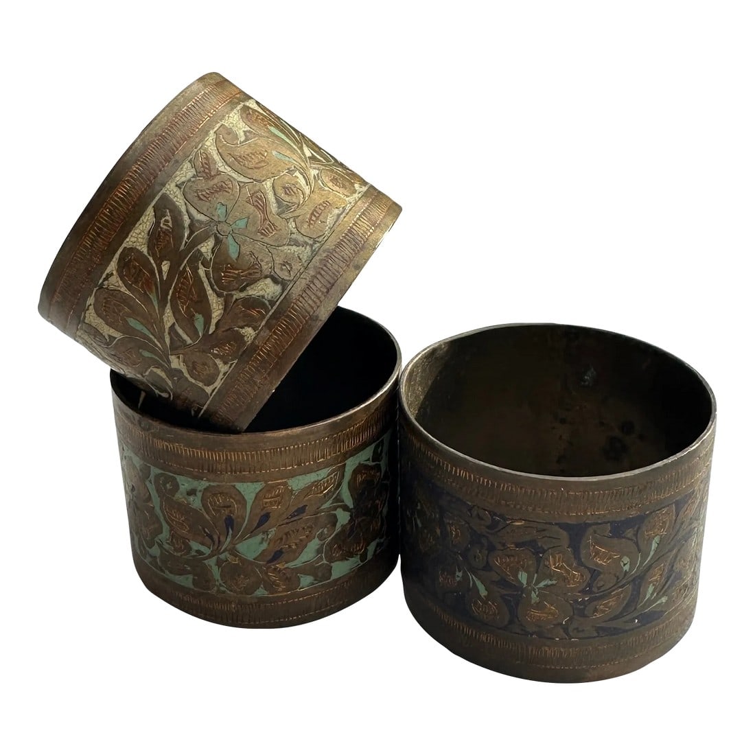 1970s Collection of Brass Napkin Holders- Set of 3: Up for consideration is a beautiful set of metal napkin rings. These would look perfect on your dinner table and is great for the interior design enthusiast! Please check out my other listings! 