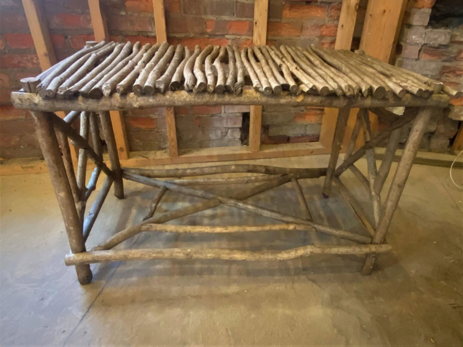 Early 20th Century Rustic Adirondack Twig Branch Stand Cabin Console Table - 5