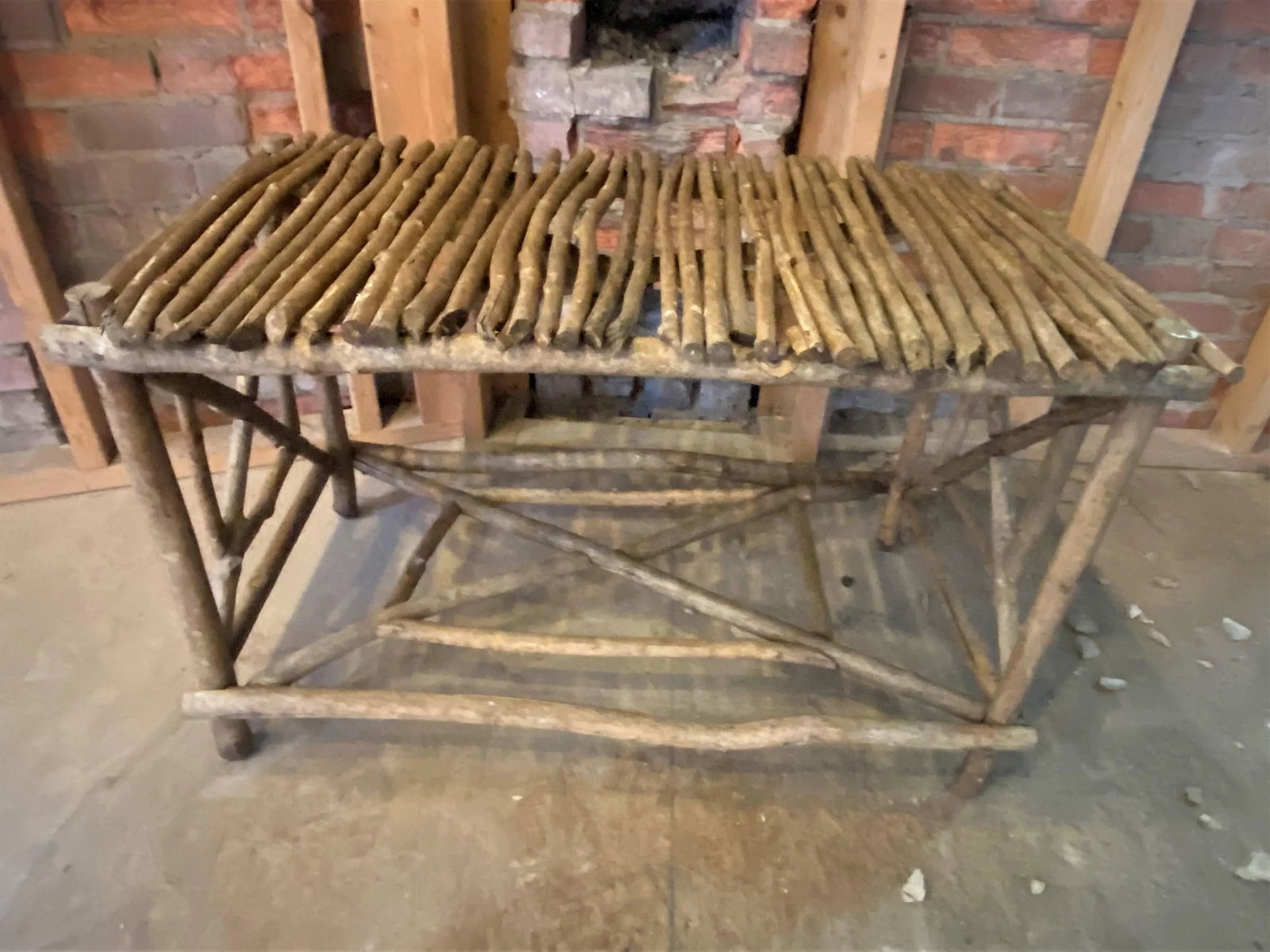 Early 20th Century Rustic Adirondack Twig Branch Stand Cabin Console Table - 6