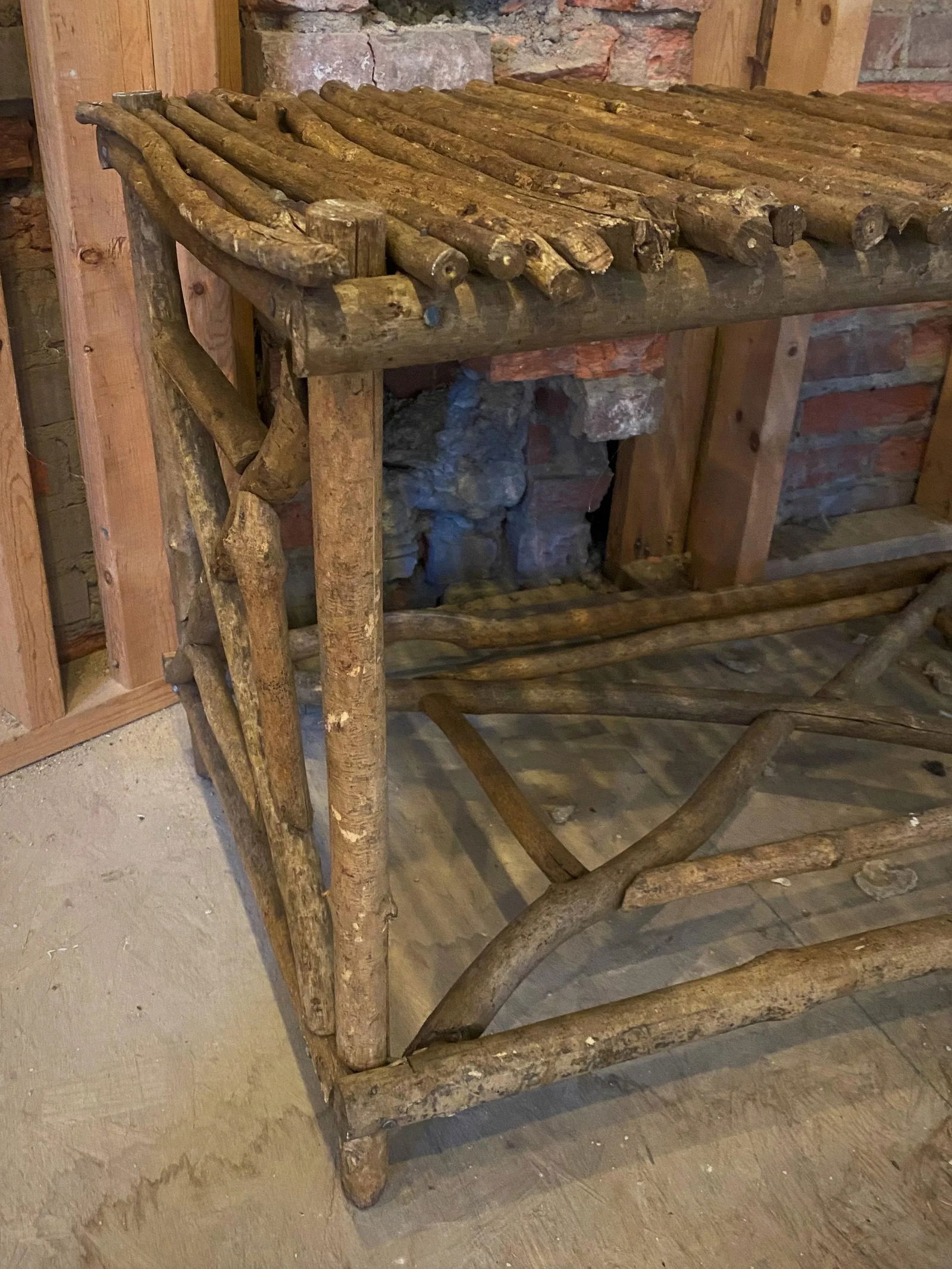 Early 20th Century Rustic Adirondack Twig Branch Stand Cabin Console Table - 7