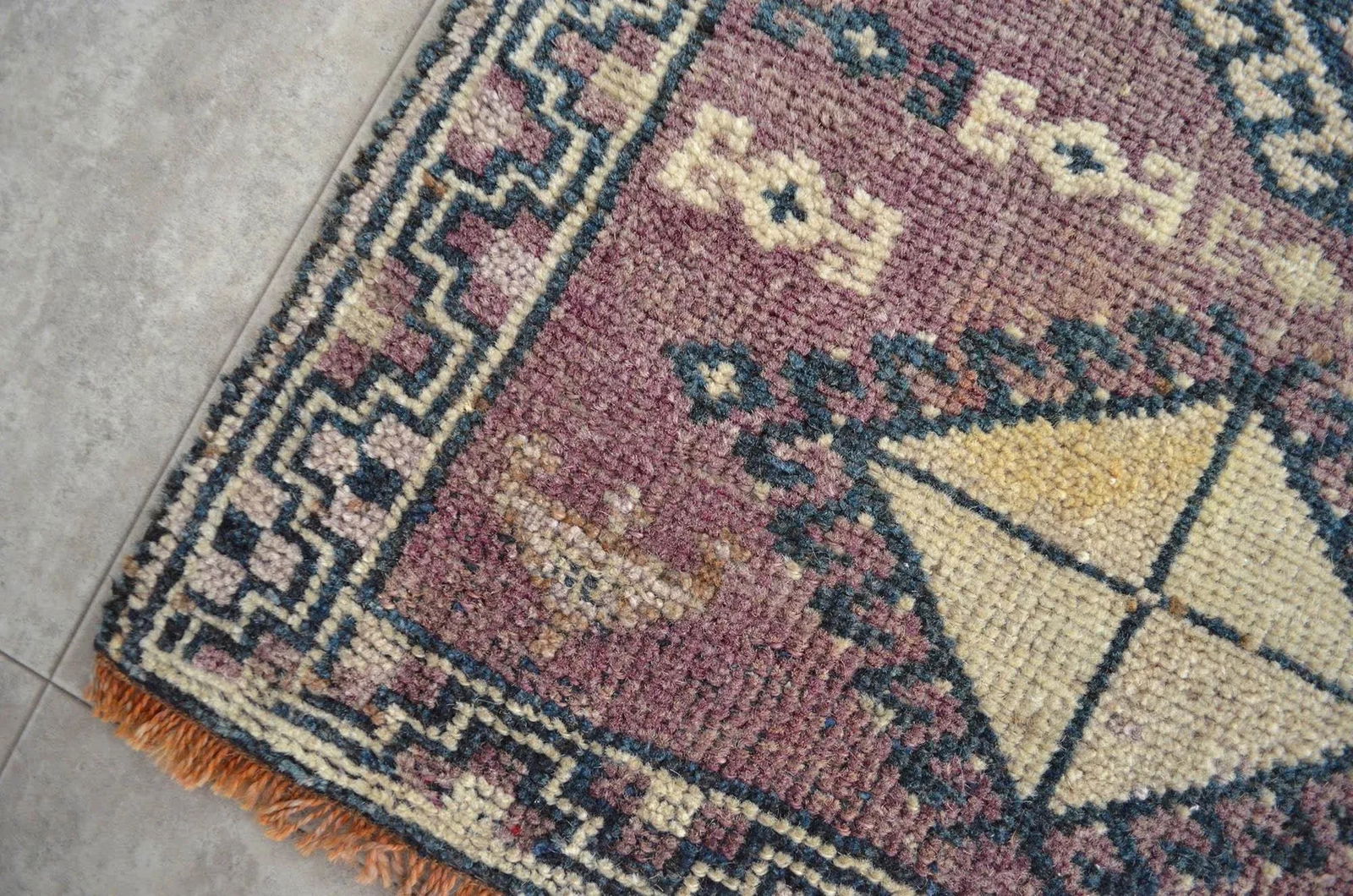 Antiaque Kurdish Rug Distressed Low Pile Yastik Petite Rug Low Pile Faded Mat - 20'' X 32'' - 6
