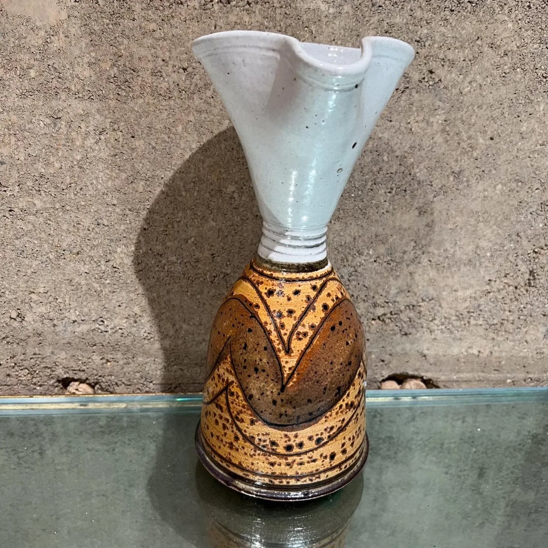 Modern Studio Art Pottery Wine Carafe Set 2 Goblets - 6