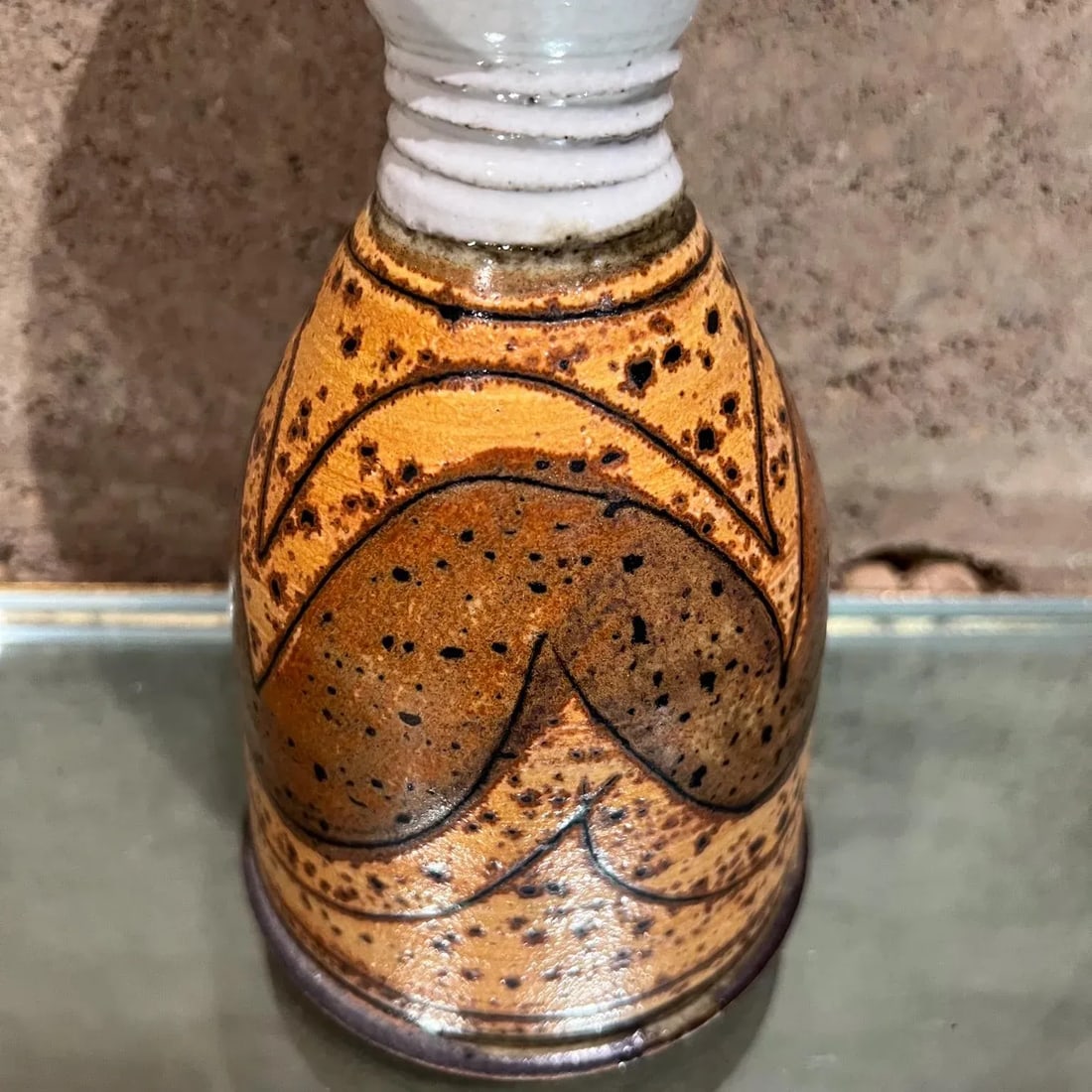 Modern Studio Art Pottery Wine Carafe Set 2 Goblets - 7