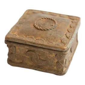 Vintage African Square Box With Circular Design
