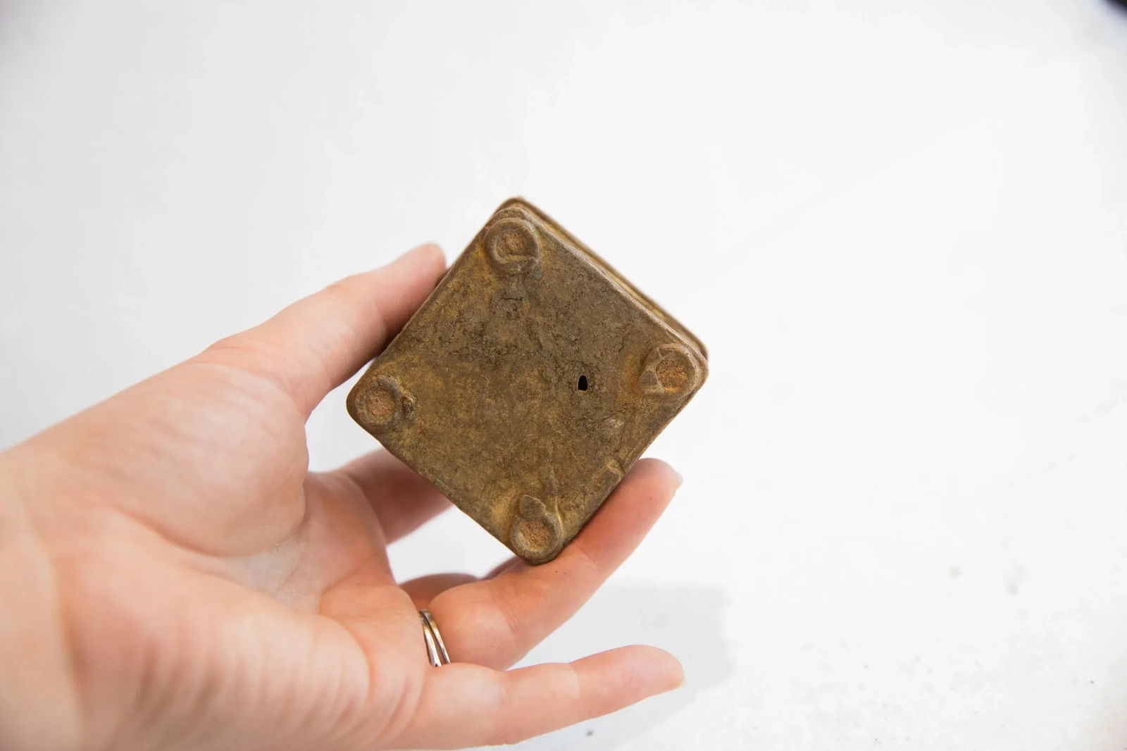 Vintage African Square Box With Circular Design - 4