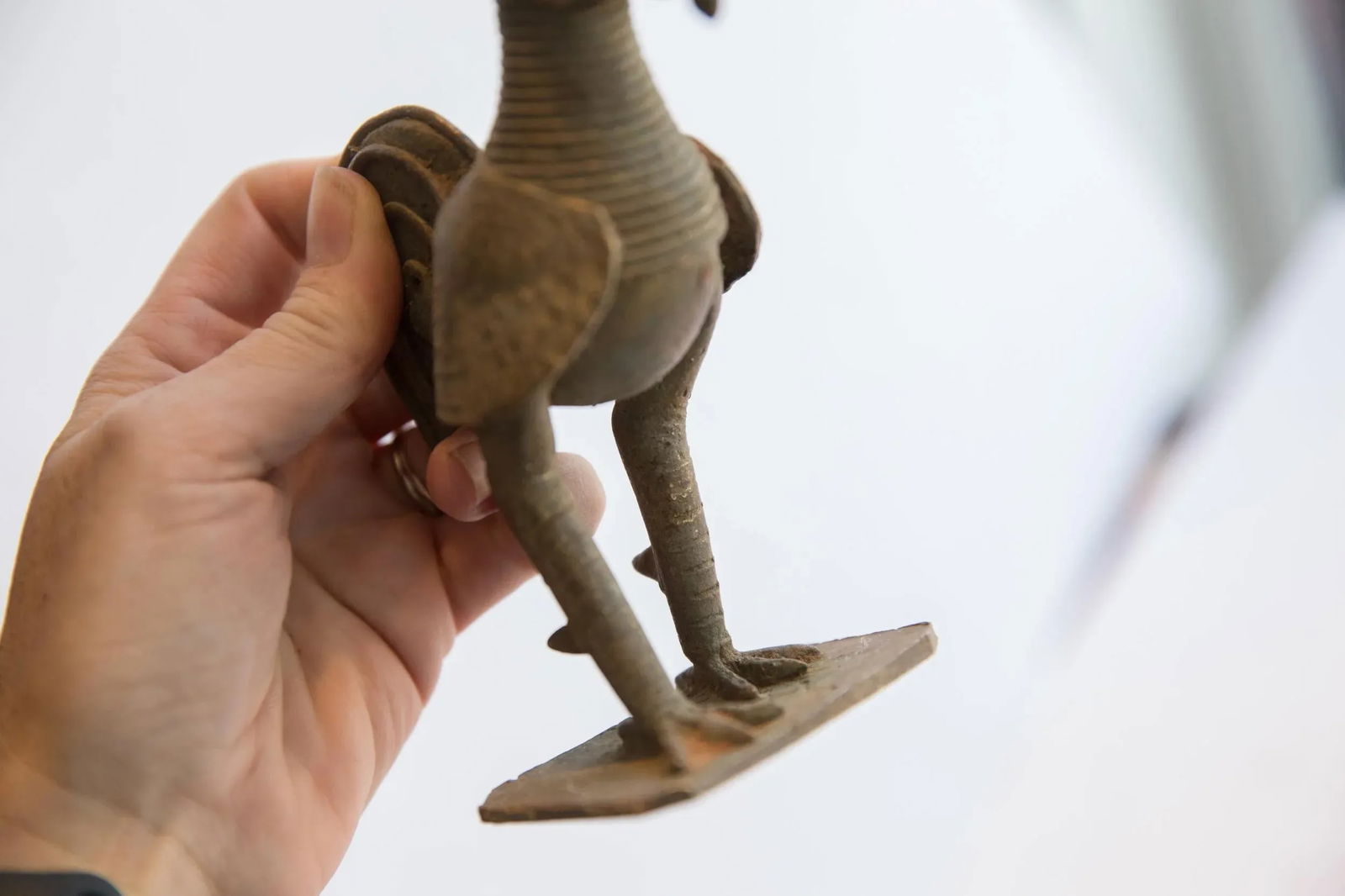 Vintage African Rooster With Worm Sculpture - 3