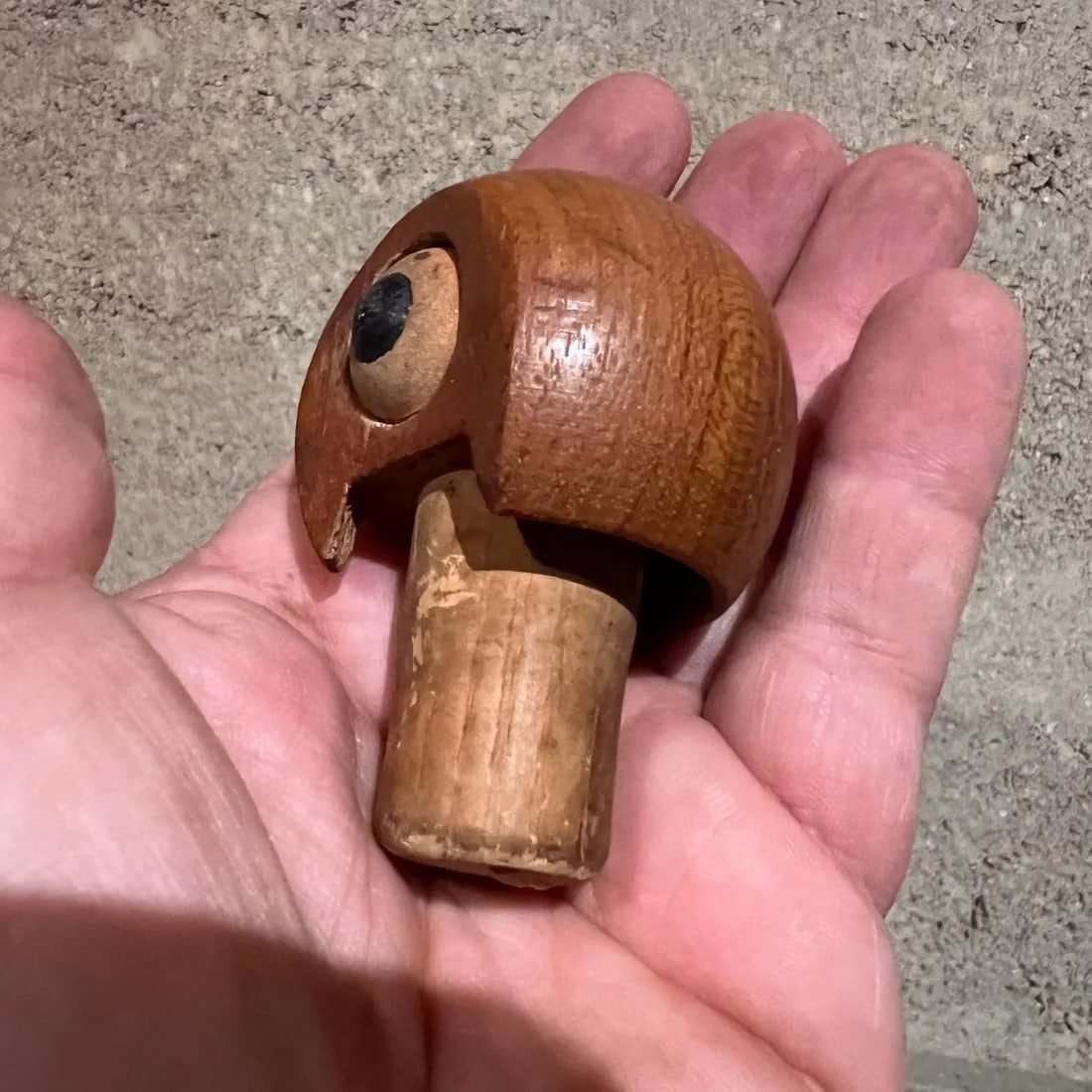 1960s Vintage Teak Parrot Bottle Stopper Cork Denmark - 10