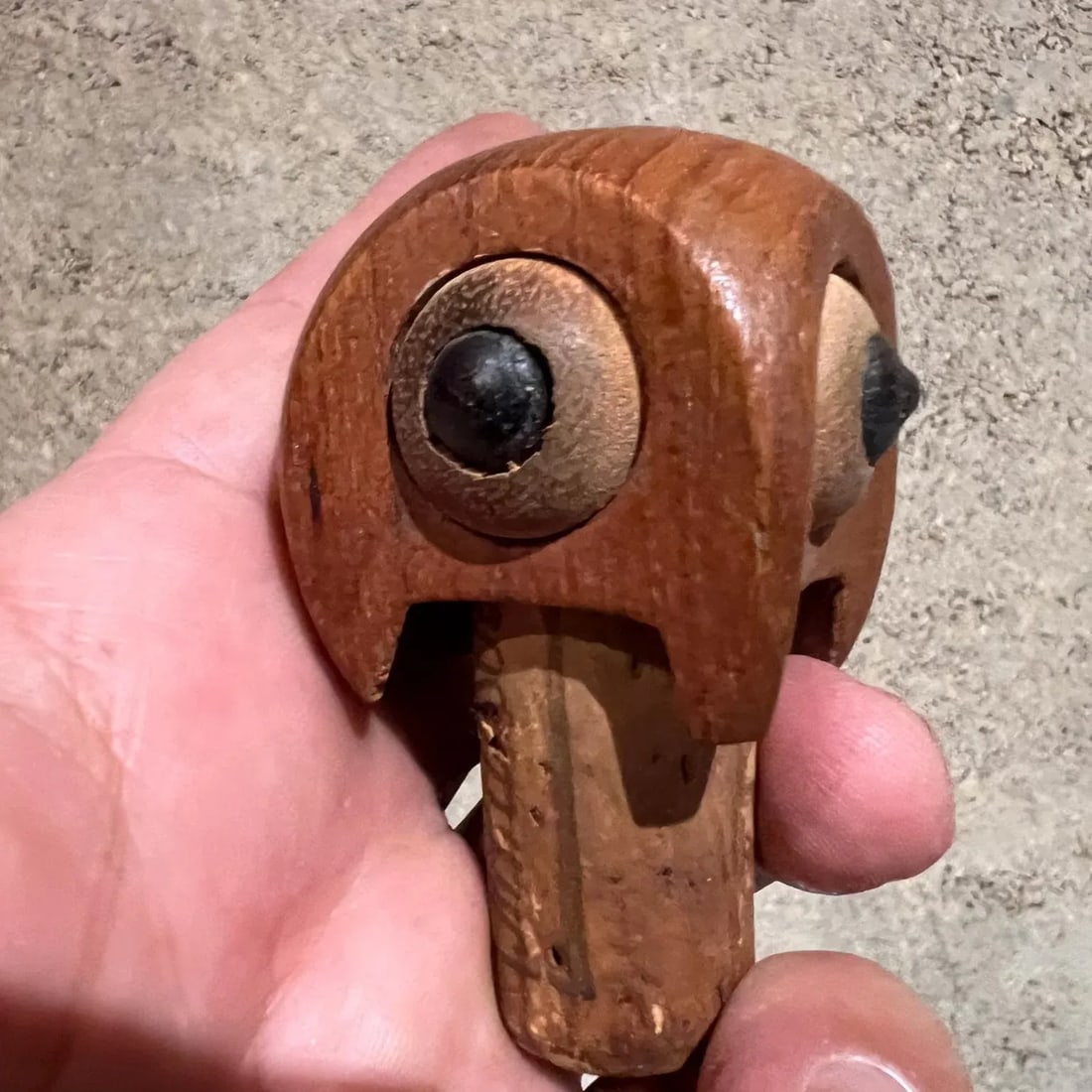 1960s Vintage Teak Parrot Bottle Stopper Cork Denmark - 6