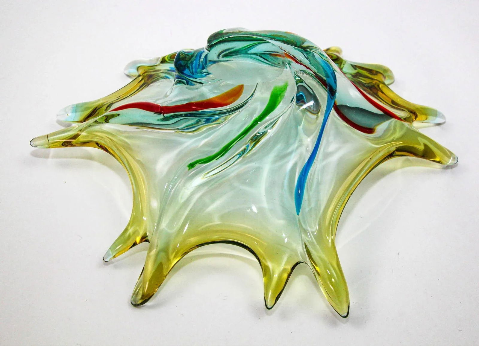 Vintage Italian Murano Art Glass Fruit Bowl Sculptural Centerpiece 1960s - 11