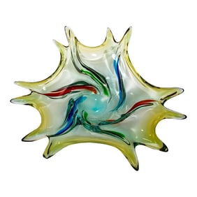 Vintage Italian Murano Art Glass Fruit Bowl Sculptural Centerpiece 1960s