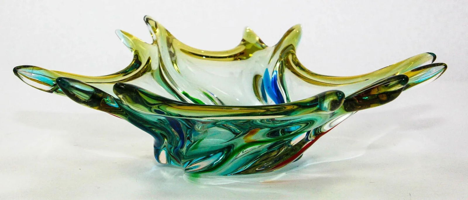 Vintage Italian Murano Art Glass Fruit Bowl Sculptural Centerpiece 1960s - 3
