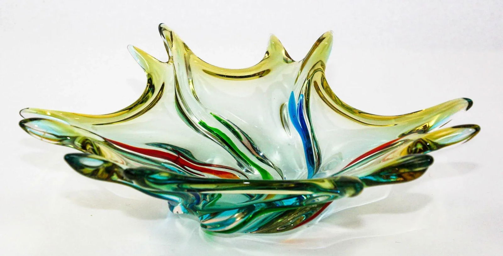 Vintage Italian Murano Art Glass Fruit Bowl Sculptural Centerpiece 1960s - 5