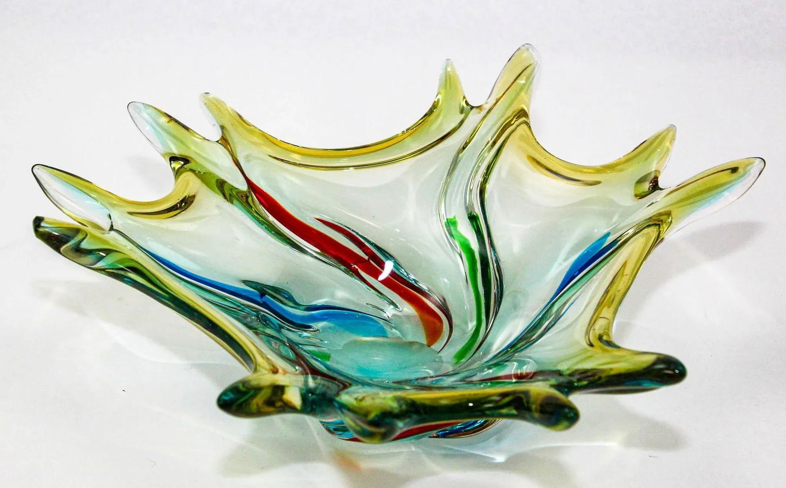 Vintage Italian Murano Art Glass Fruit Bowl Sculptural Centerpiece 1960s - 7