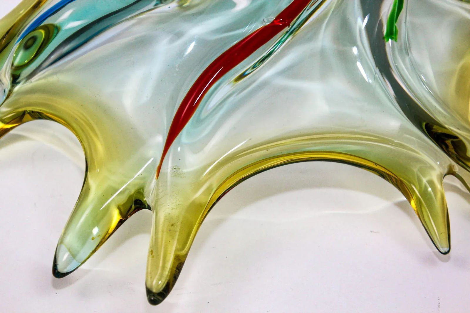 Vintage Italian Murano Art Glass Fruit Bowl Sculptural Centerpiece 1960s - 9
