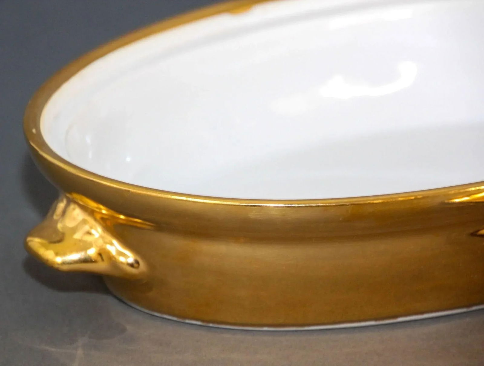 Royal Worcester England Oval Lidded Tureen Lustre Gold - 5