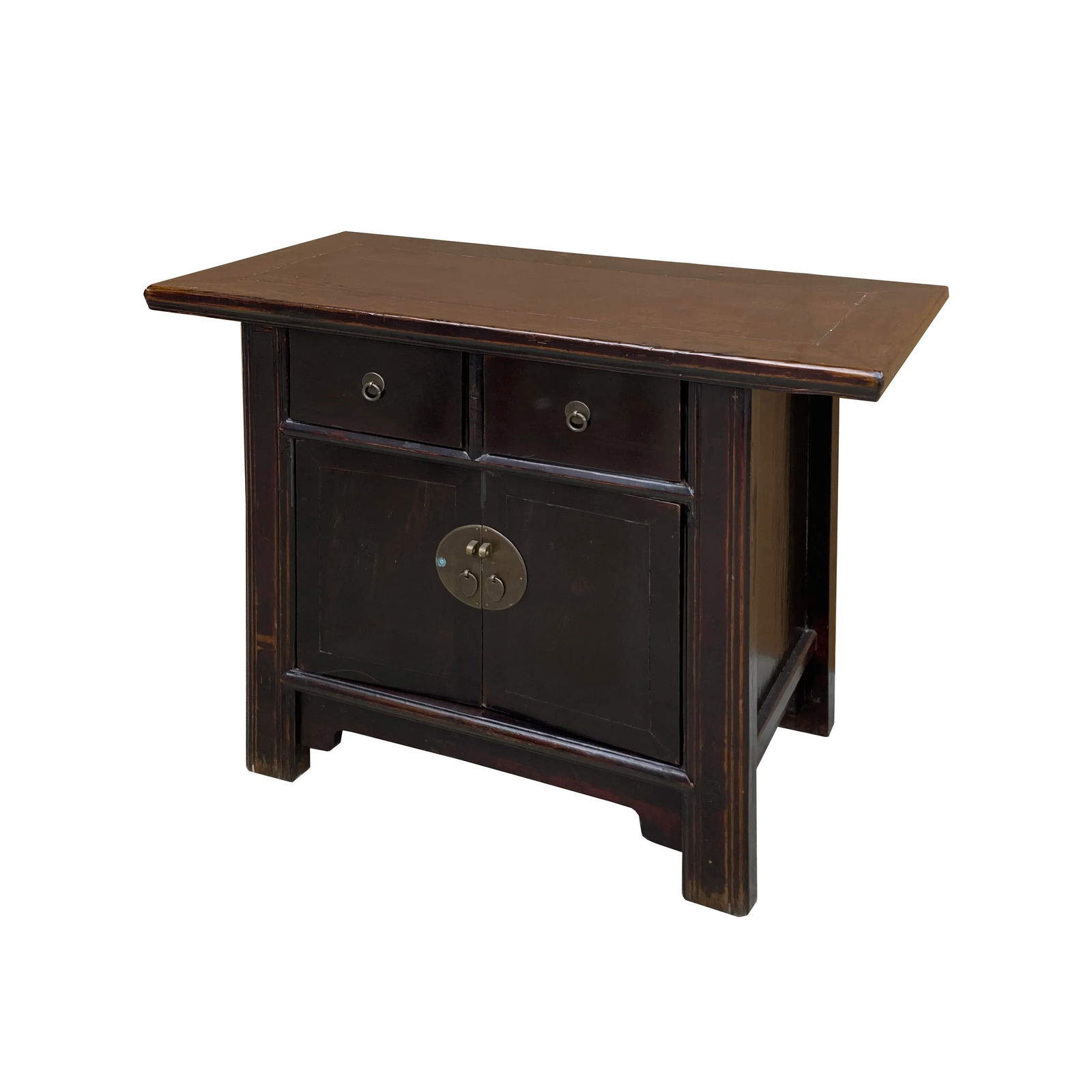 Vintage Chinese Dark Brown Drawers Side Table Credenza Vanity Cabinet - 2