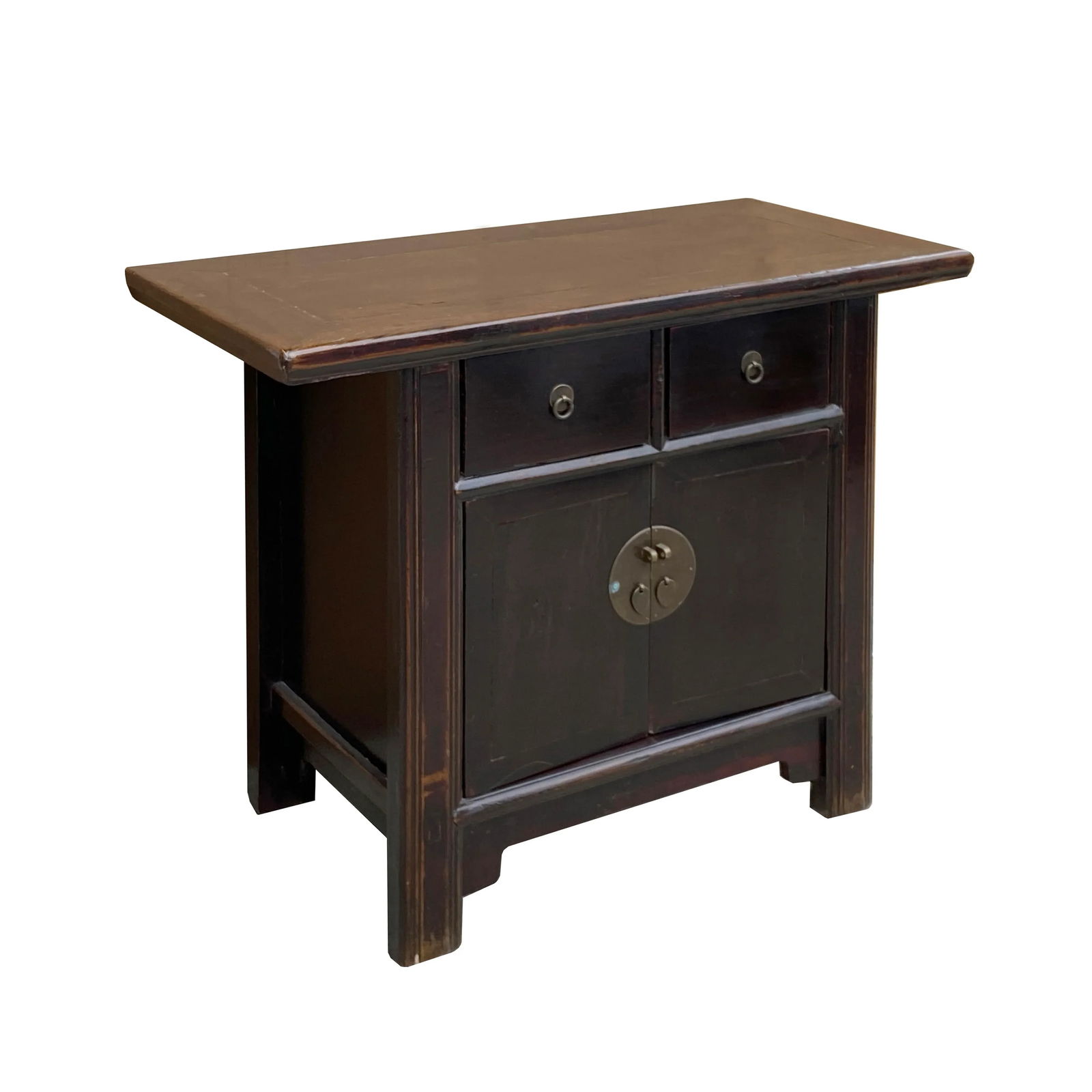 Vintage Chinese Dark Brown Drawers Side Table Credenza Vanity Cabinet - 3