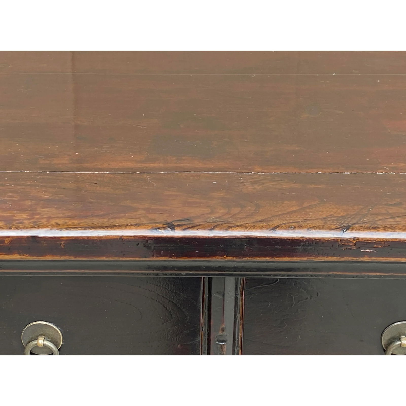 Vintage Chinese Dark Brown Drawers Side Table Credenza Vanity Cabinet - 4