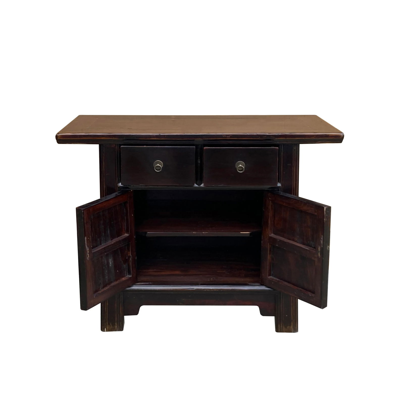 Vintage Chinese Dark Brown Drawers Side Table Credenza Vanity Cabinet - 7