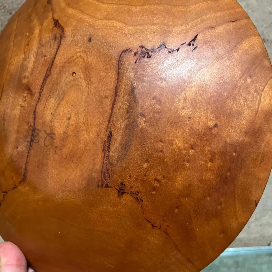 1970s Sculptural Studio Platter Solid Wood Signed - 4