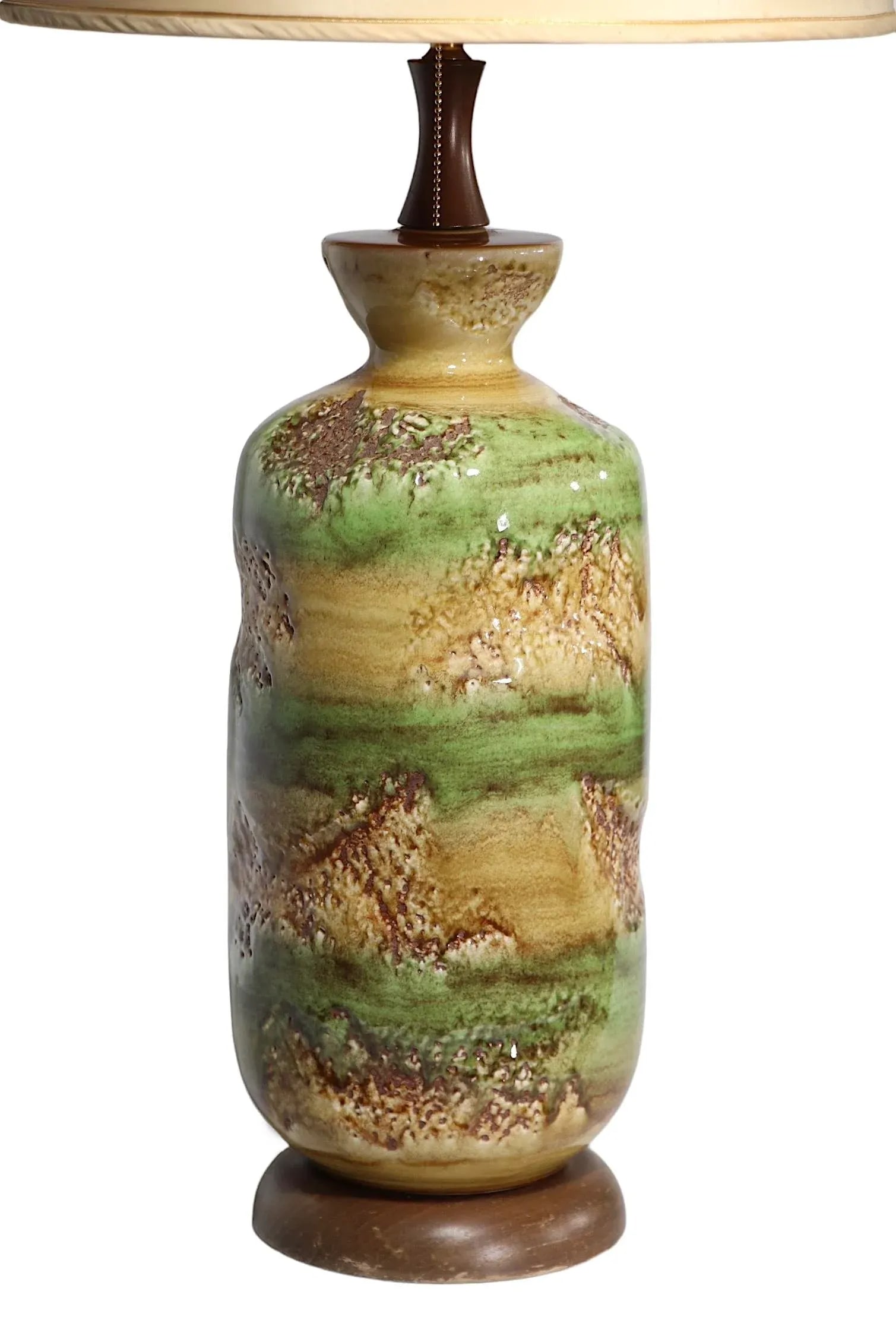 Ceramic Mid Century Table Lamp With Volcanic Earth Tone Glaze C 1950/1960's - 11