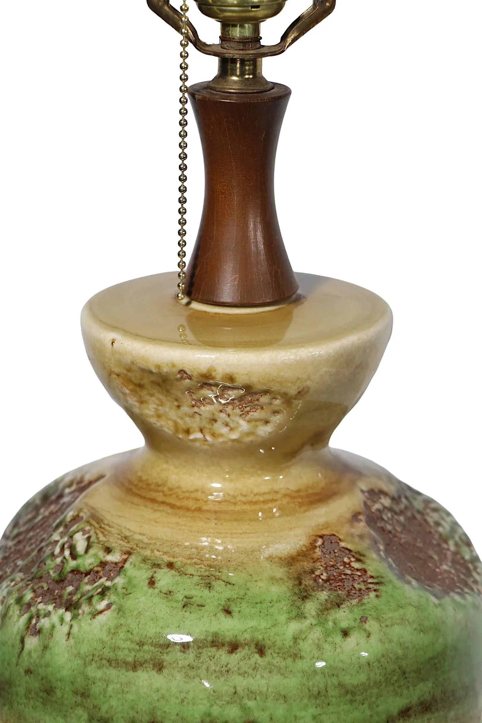 Ceramic Mid Century Table Lamp With Volcanic Earth Tone Glaze C 1950/1960's - 12