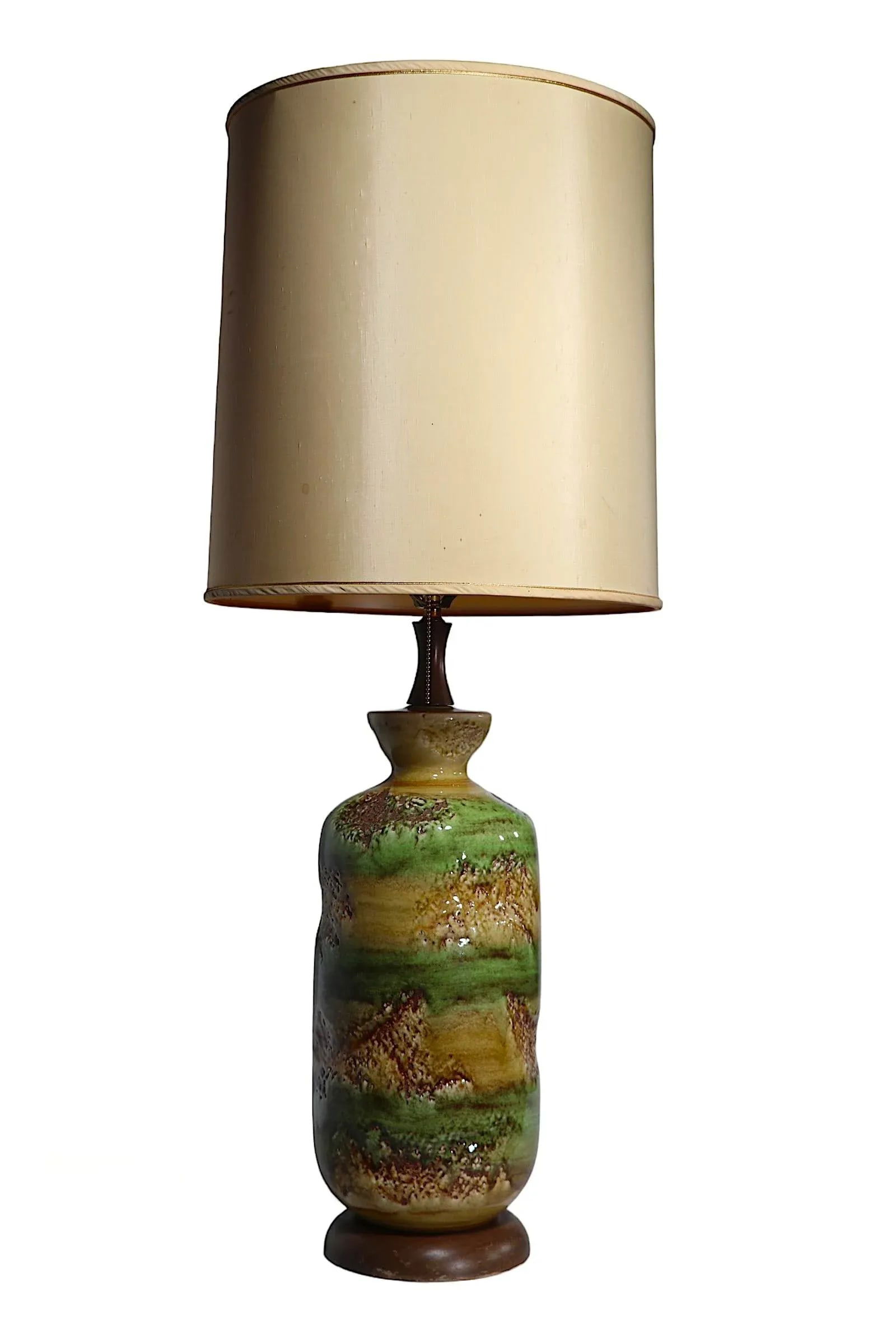 Ceramic Mid Century Table Lamp With Volcanic Earth Tone Glaze C 1950/1960's - 2