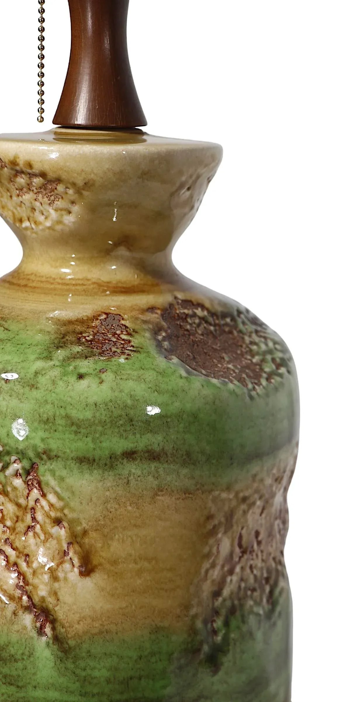 Ceramic Mid Century Table Lamp With Volcanic Earth Tone Glaze C 1950/1960's - 3