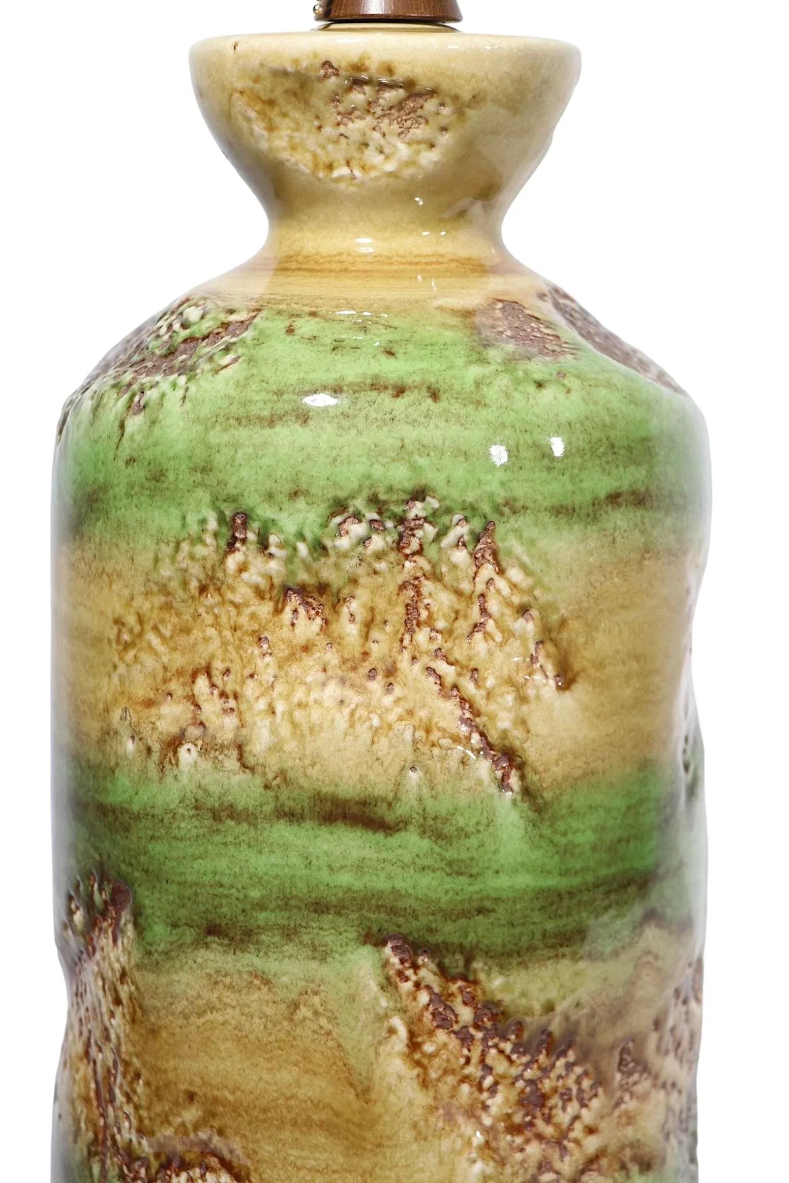 Ceramic Mid Century Table Lamp With Volcanic Earth Tone Glaze C 1950/1960's - 5