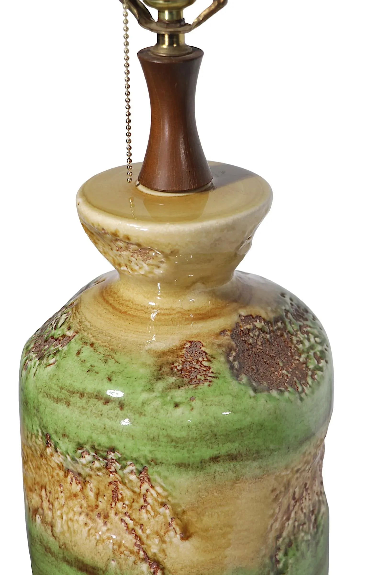 Ceramic Mid Century Table Lamp With Volcanic Earth Tone Glaze C 1950/1960's - 8