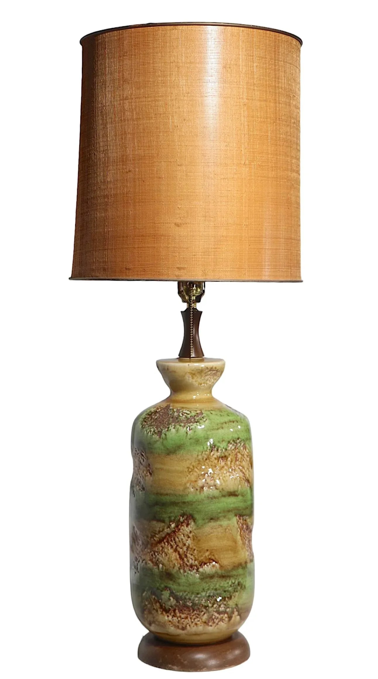 Ceramic Mid Century Table Lamp With Volcanic Earth Tone Glaze C 1950/1960's - 9