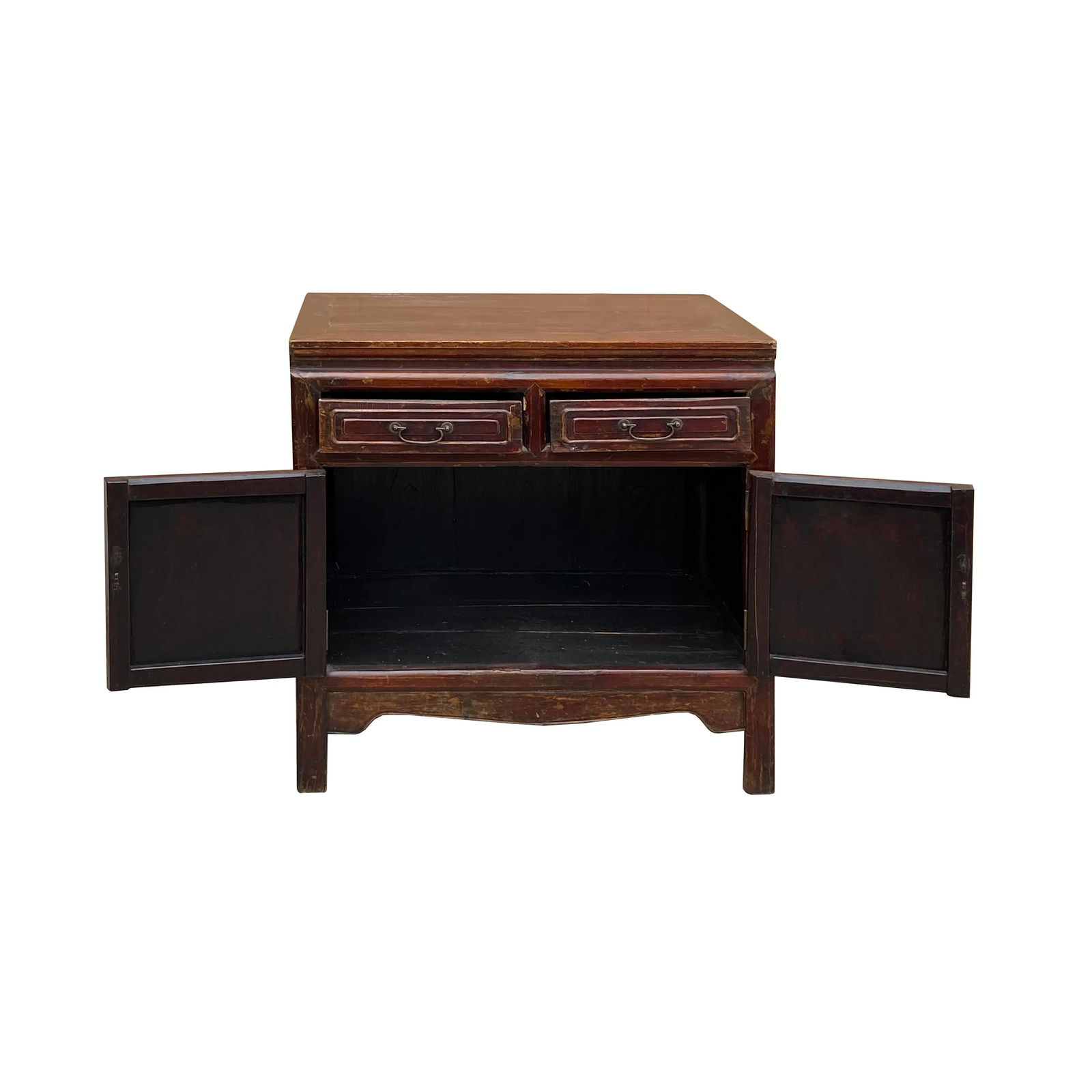 Vintage Chinese Carving Brown Drawers Side Table Credenza Cabinet - 2