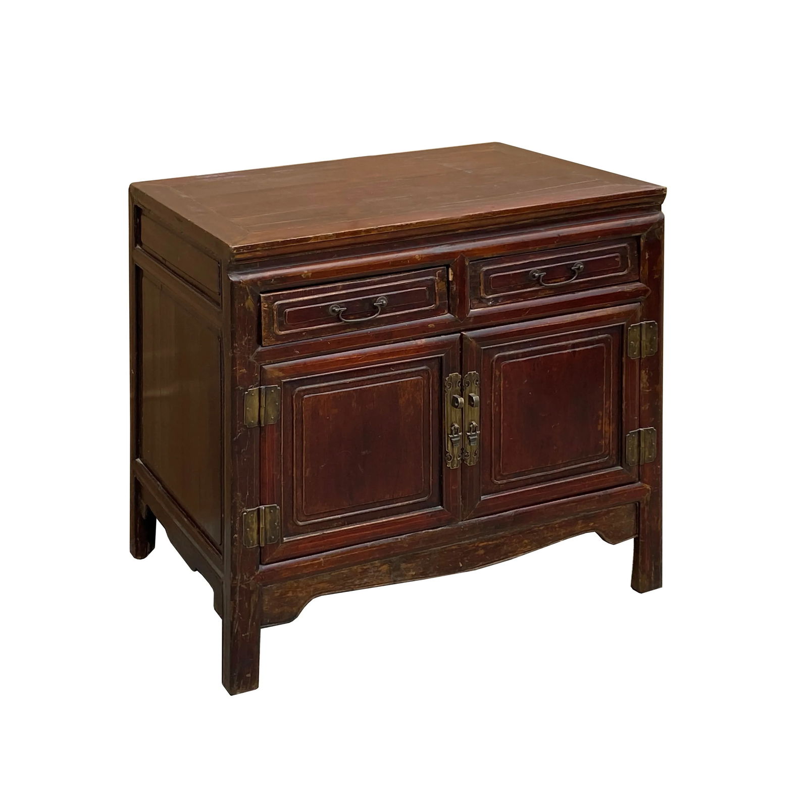 Vintage Chinese Carving Brown Drawers Side Table Credenza Cabinet - 3