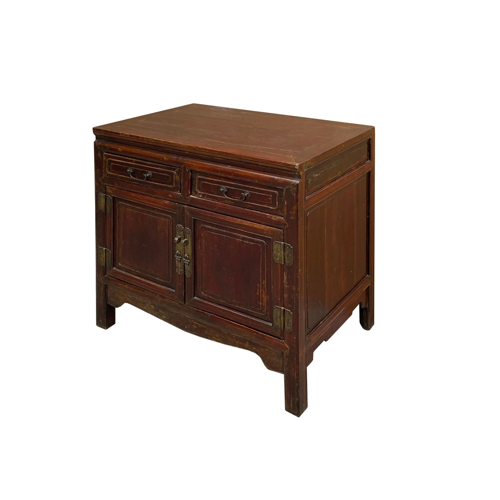 Vintage Chinese Carving Brown Drawers Side Table Credenza Cabinet - 4