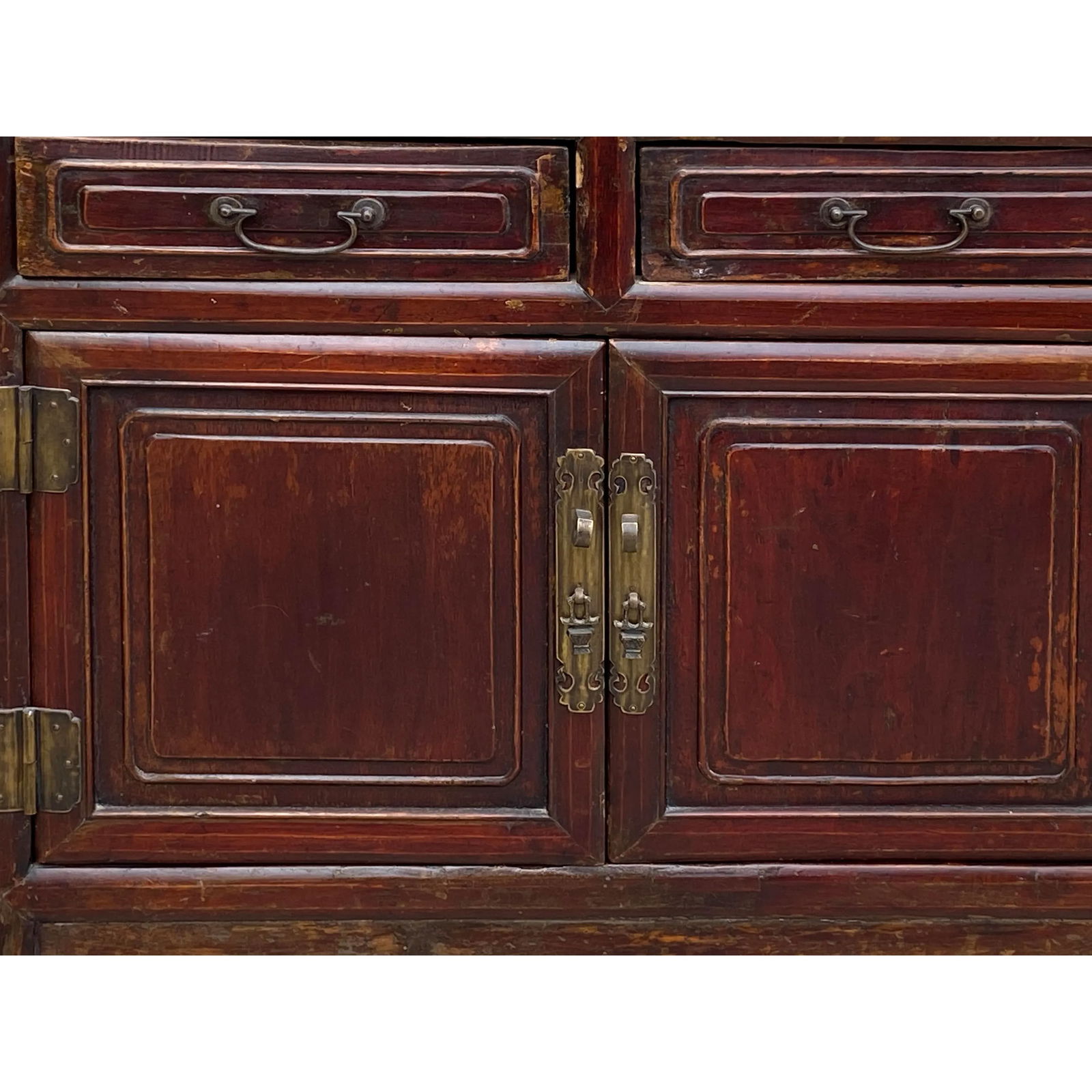 Vintage Chinese Carving Brown Drawers Side Table Credenza Cabinet - 6