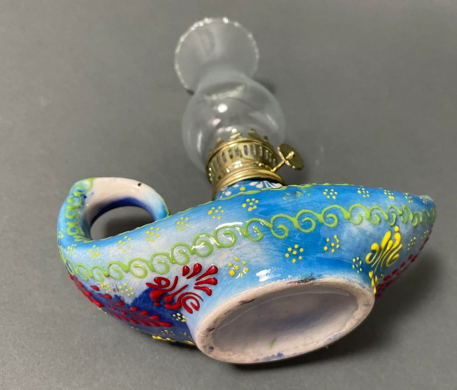 Aladdin Stylish Handmade Blue Ceramic Turkish Oil Lamp - 10