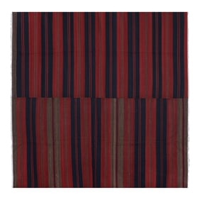 1960s Vintage Red Striped Kilim Rug 8'10"x 8'10"