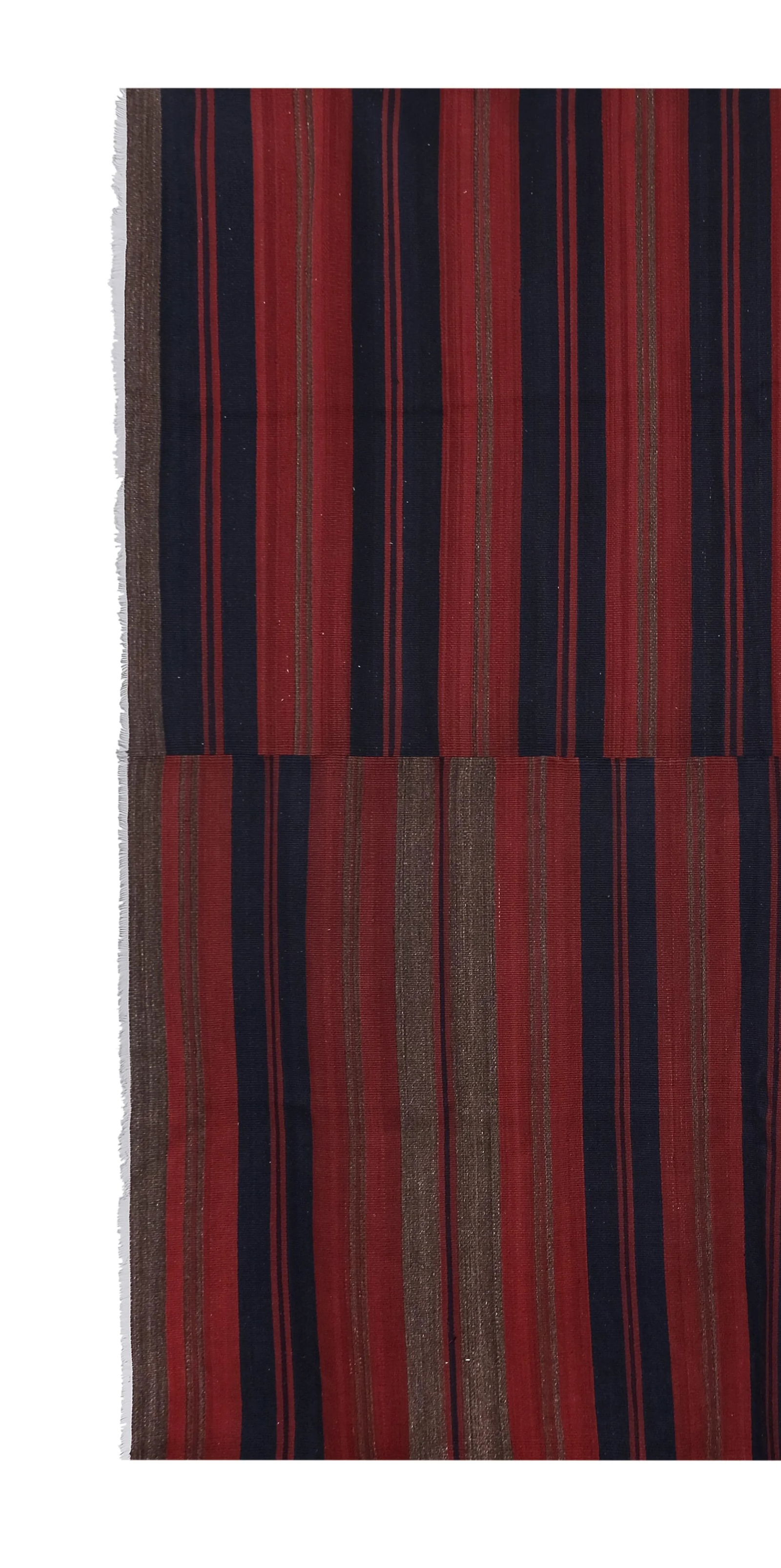 1960s Vintage Red Striped Kilim Rug 8'10"x 8'10" - 2